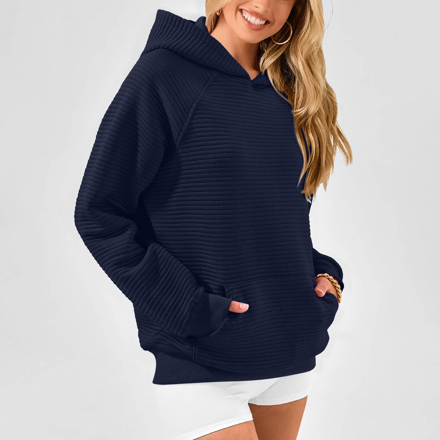 FASHION SPORTS LONG SLEEVE POCKET HOODED JUMPER