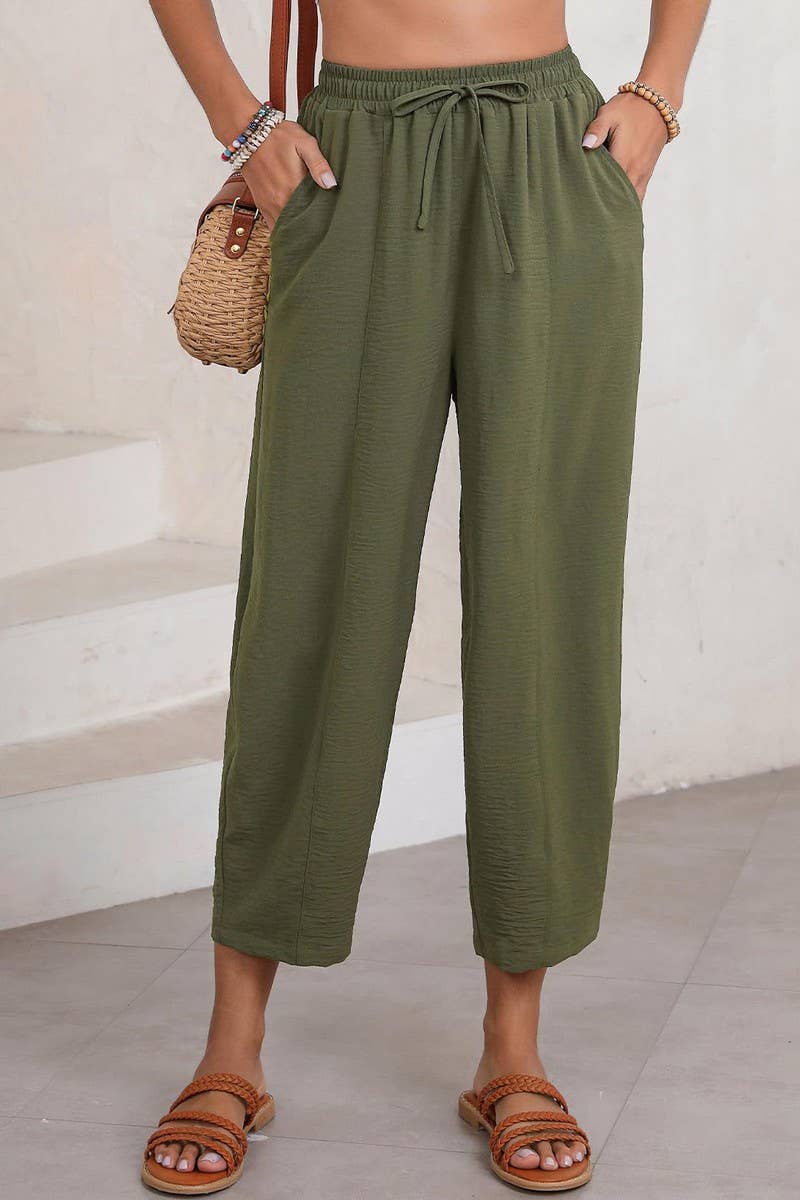 CWBLP01036_HIGH WAIST DRAWSTRING POCKET CROPPED PANTS
