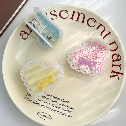 Elegant Bow Acetate Claw ? Cute Hollow Heart Clip