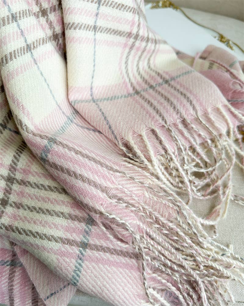 Cozy Plaid Tassel Scarf Fall Winter Wrap for Women