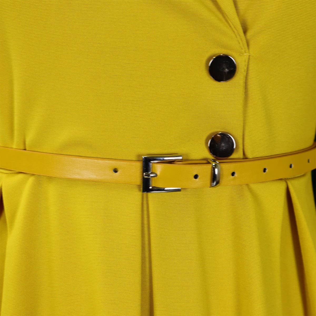 SOLID COLOR SUIT COLLAR HIGH WAIST DRESS_CWDSD6065