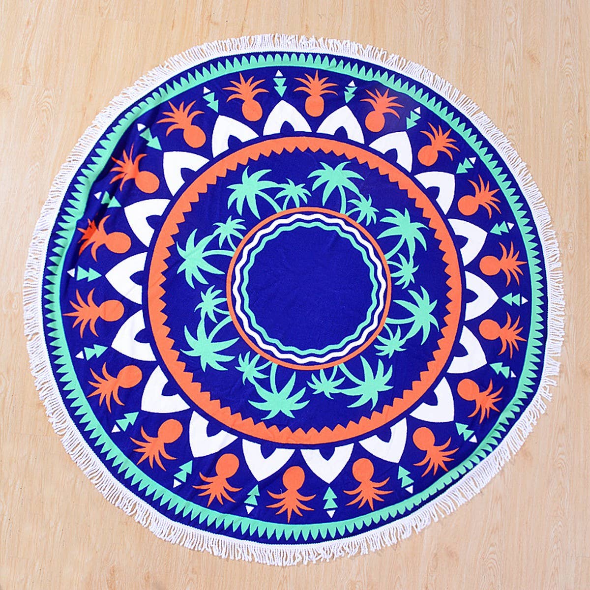 Round Microfiber Tassel Beach Towel Blanket