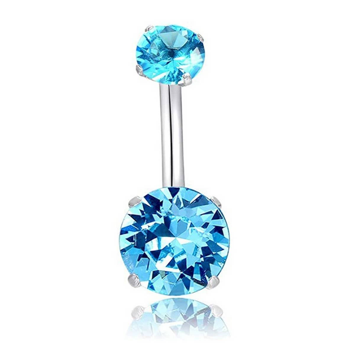 Double CZ Ball Belly Ring ? Prong Set Design
