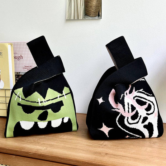 HALLOWEEN COLLECTION VINTAGE KNITTED TOTE BAG_CWAB3225
