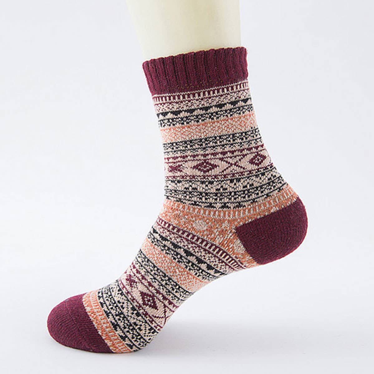 ALPACA VINTAGE FLORAL PATTERN CREW SOCKS_CWMS0205