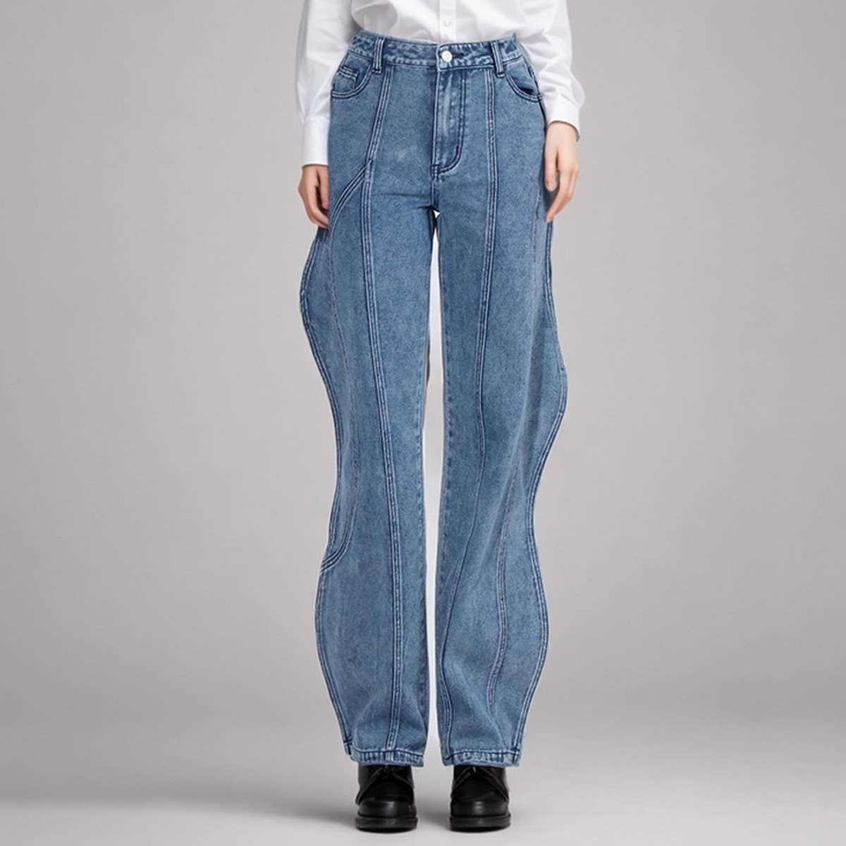 TRENDY PATCHWORK STRAIGHT LEG JEANS