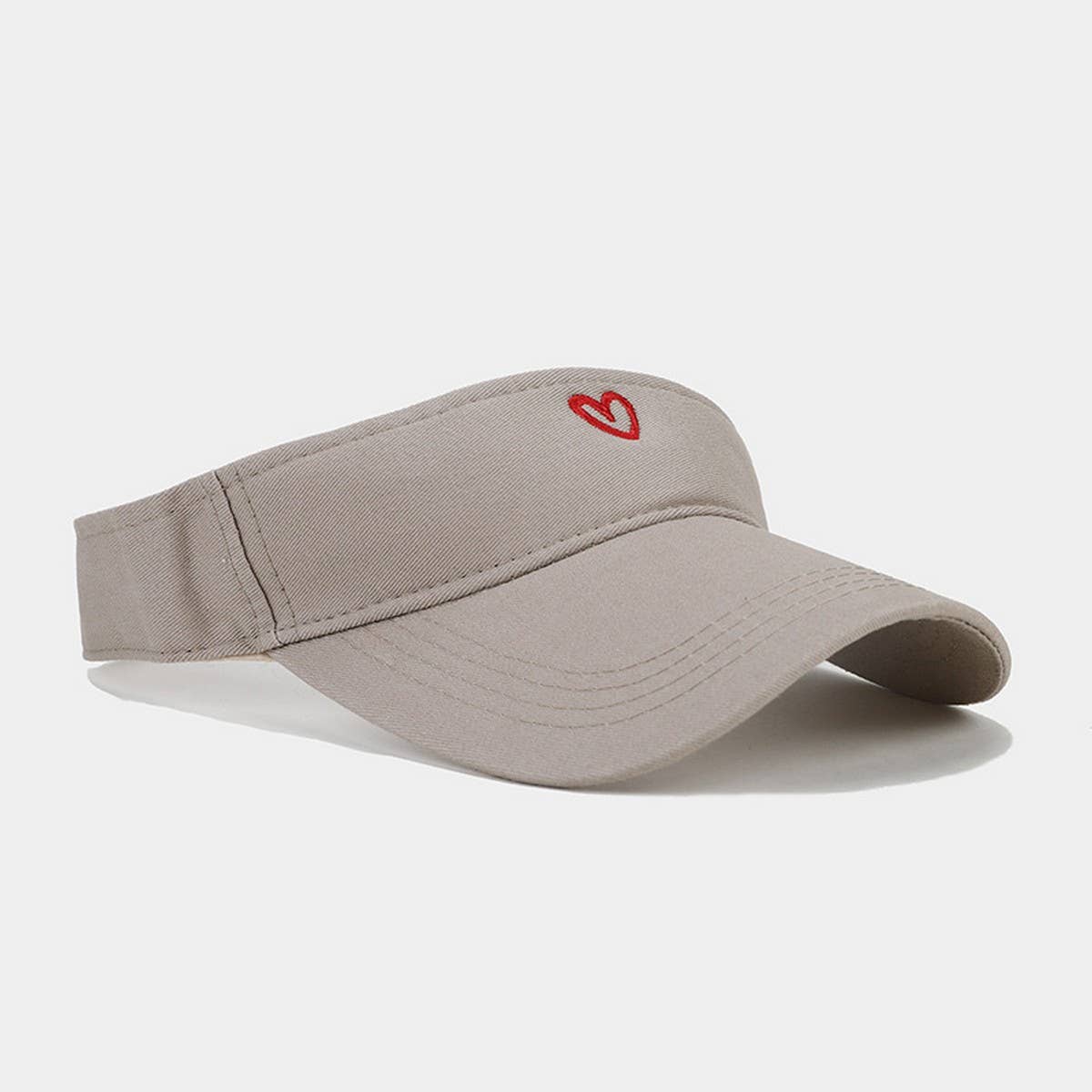 Heart Embroidered Visor - Summer Sun Hat_CWAH3290