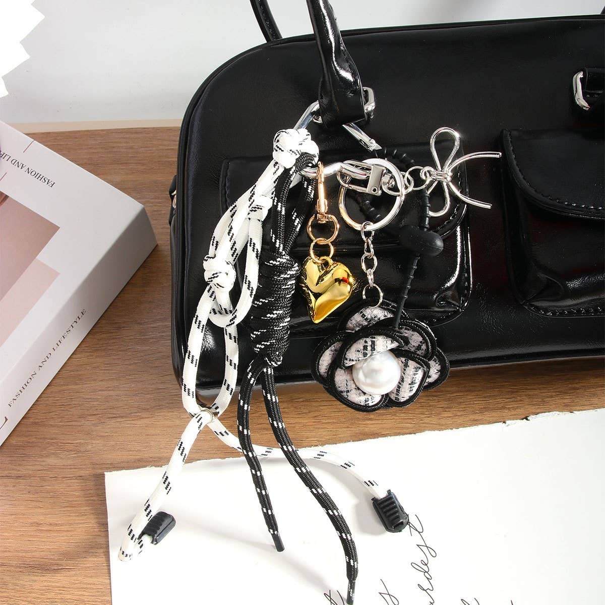 Camellia Flower Bag Charm Creative Keychain_CWMM7628