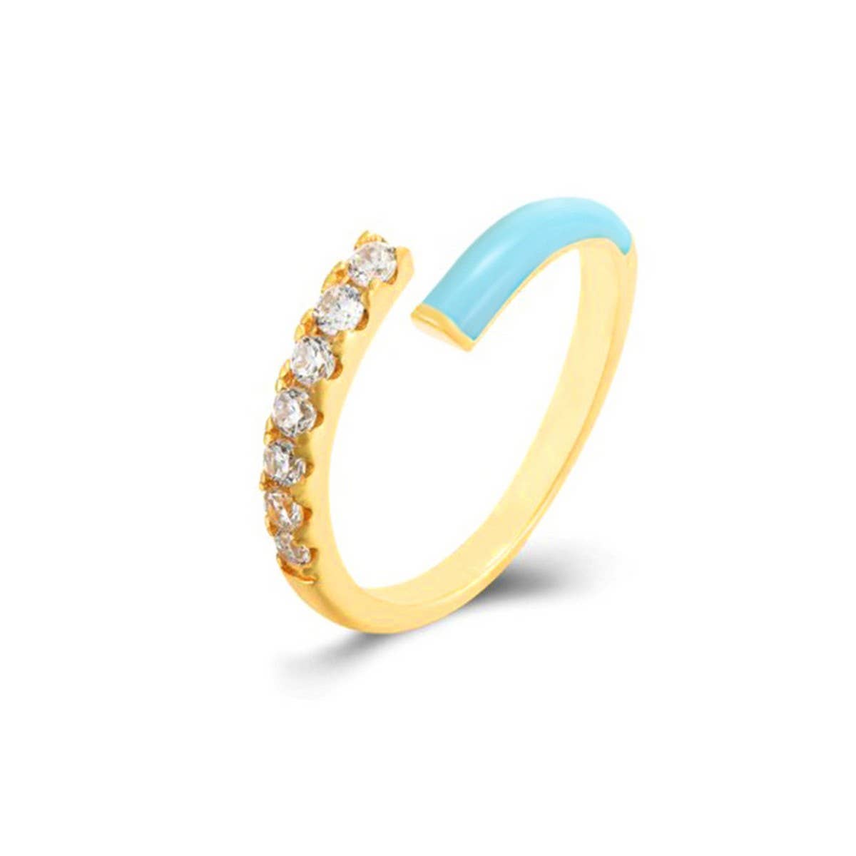 DOUBLE LAYER COLOR OIL DROP OPEN RING