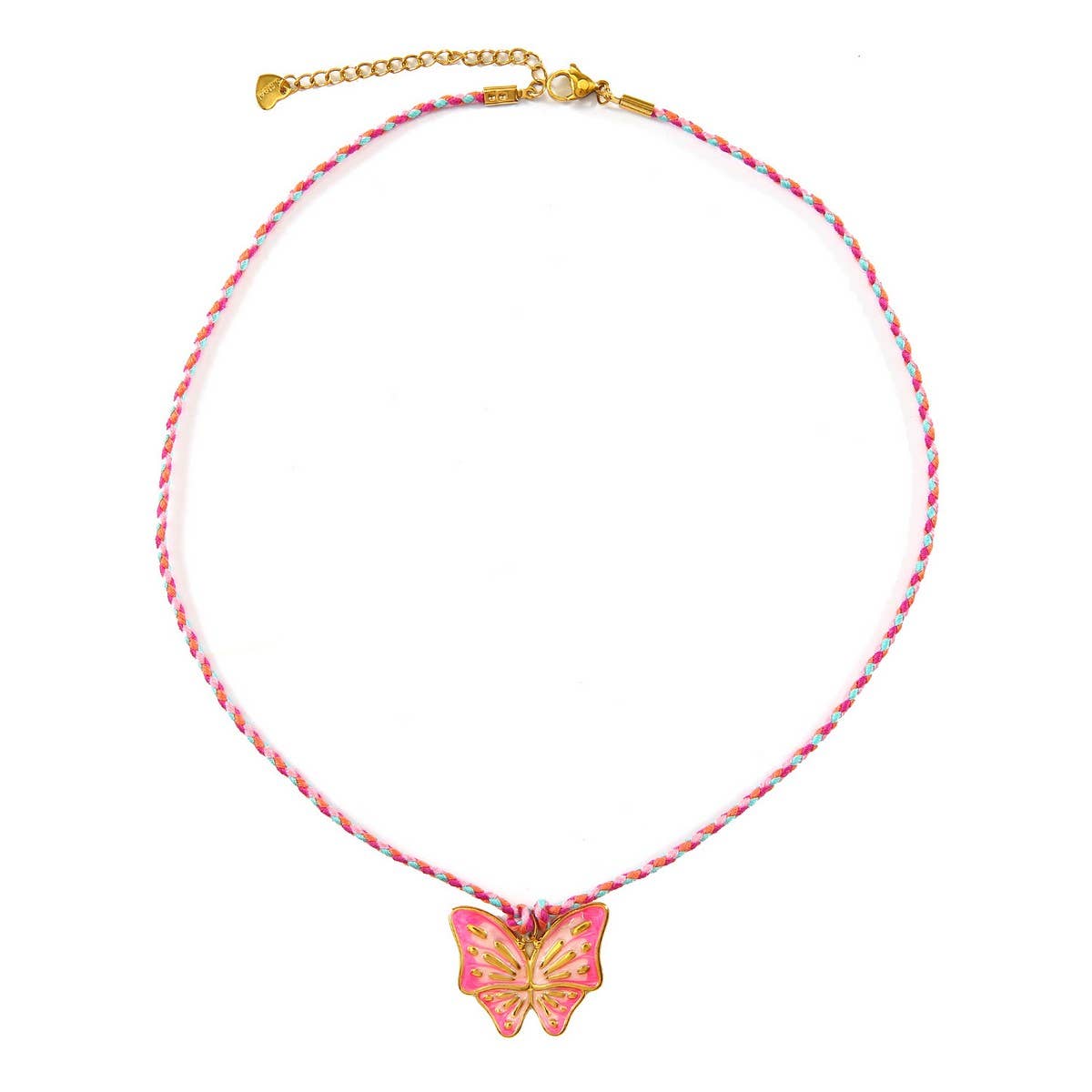 Colorful Rope Necklace with Butterfly Charm