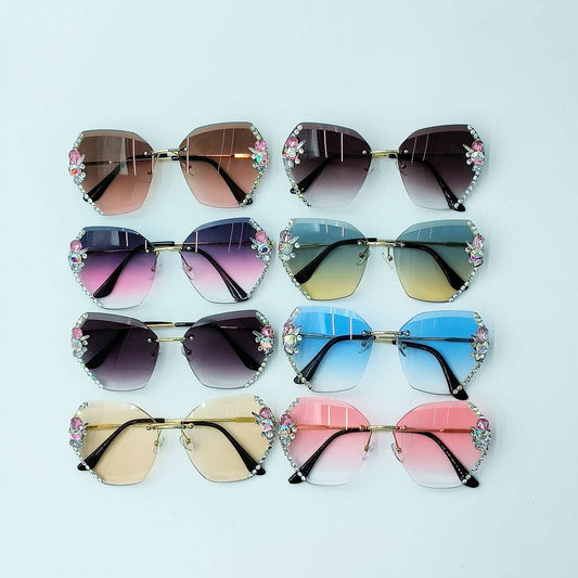 WOMEN FASHION RHINESTONE SUNGLASSES