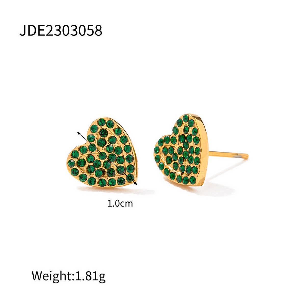 FASHION STEEL GREEN DIAMOND RING STUD EARRINGS_CWAJE1370