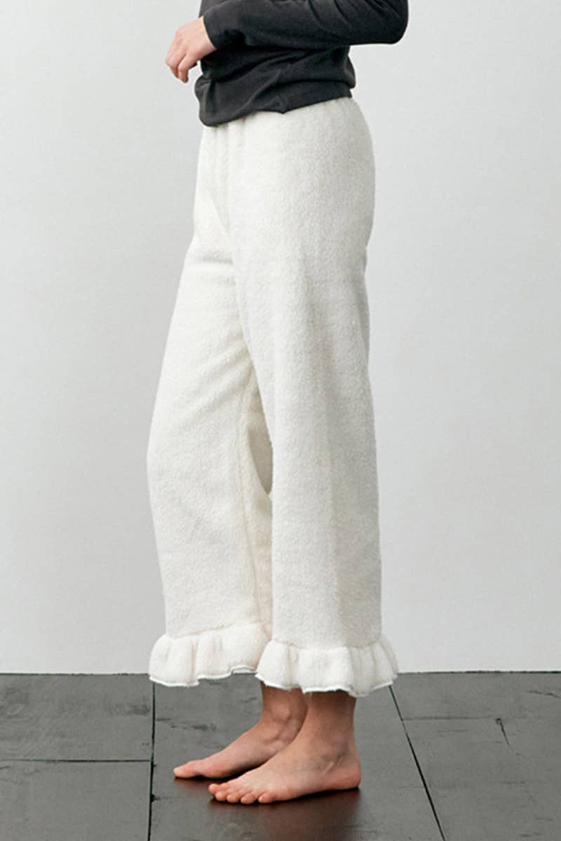 ELASTICATED PAJAMA PANTS WITH FLOUNDERED FEET