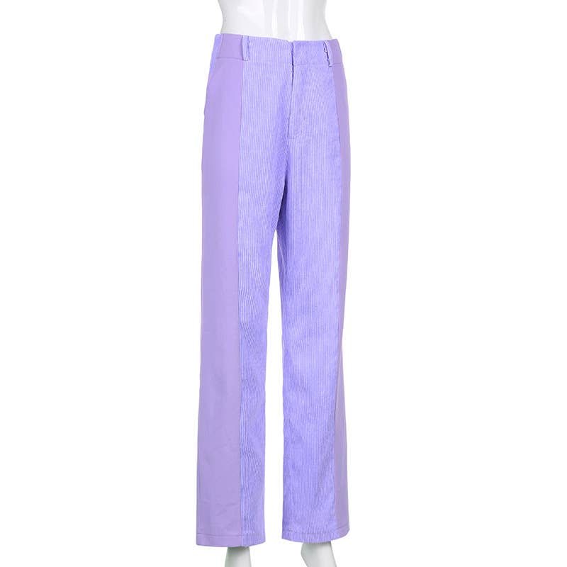 LOOSE-FITTING PANTS SOLID CORDUROY PANTS