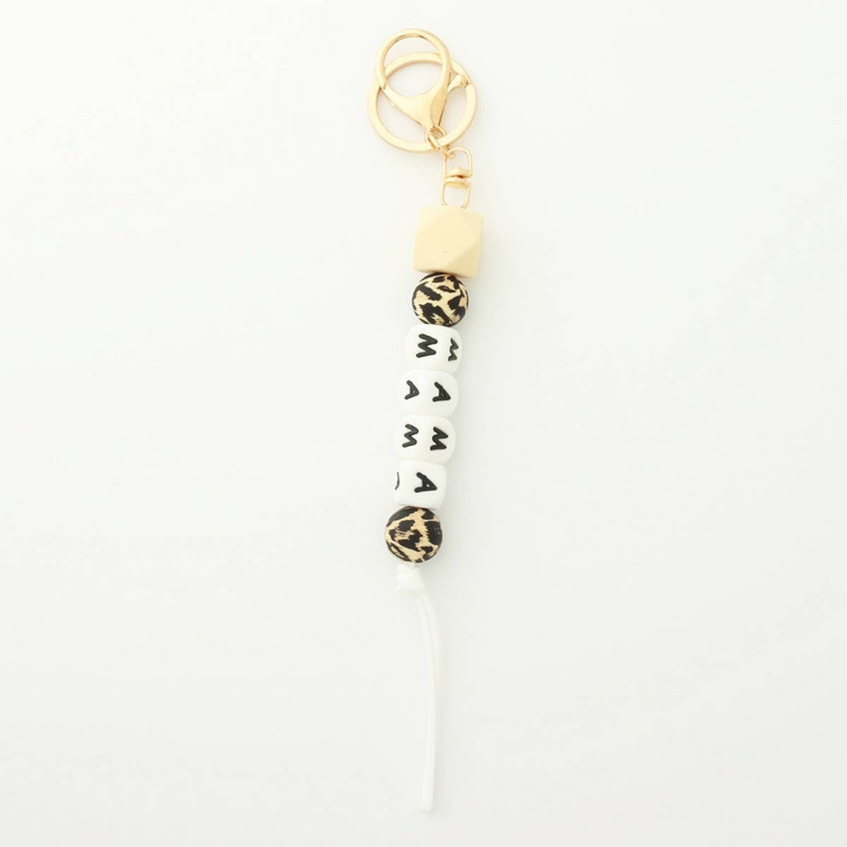 Silicone Bead Keychain with Letter and Wooden Disc_CWAB5104