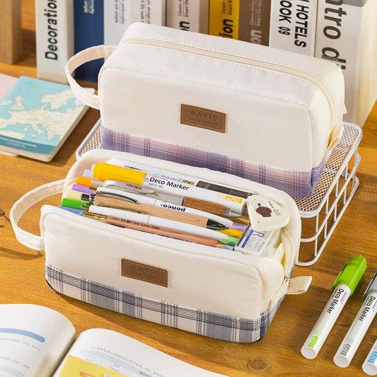 LARGE SQUARE MULTI-LAYER PENCIL CASE