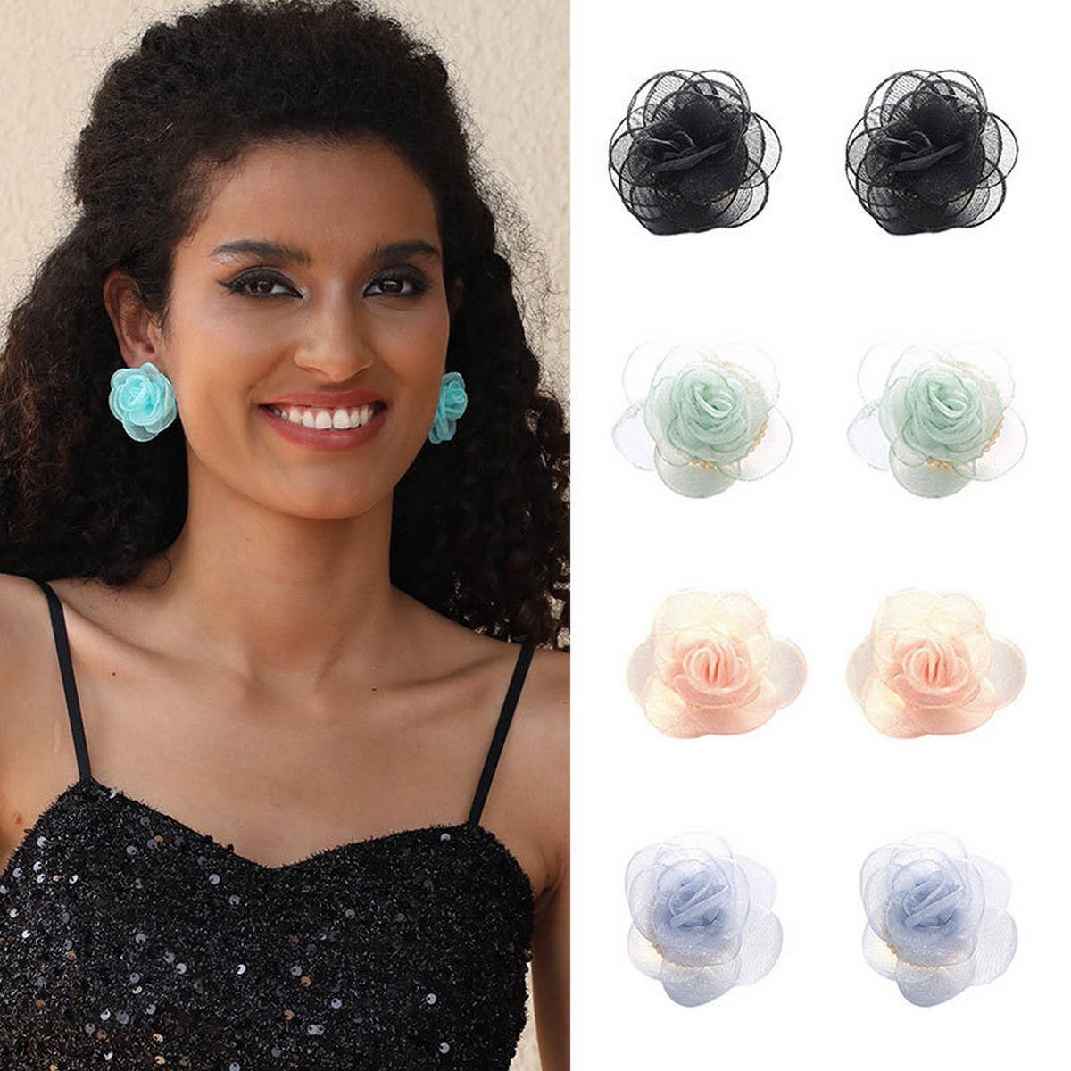 Handmade Lace Rose Stud Earrings ? Sweet & Minimal