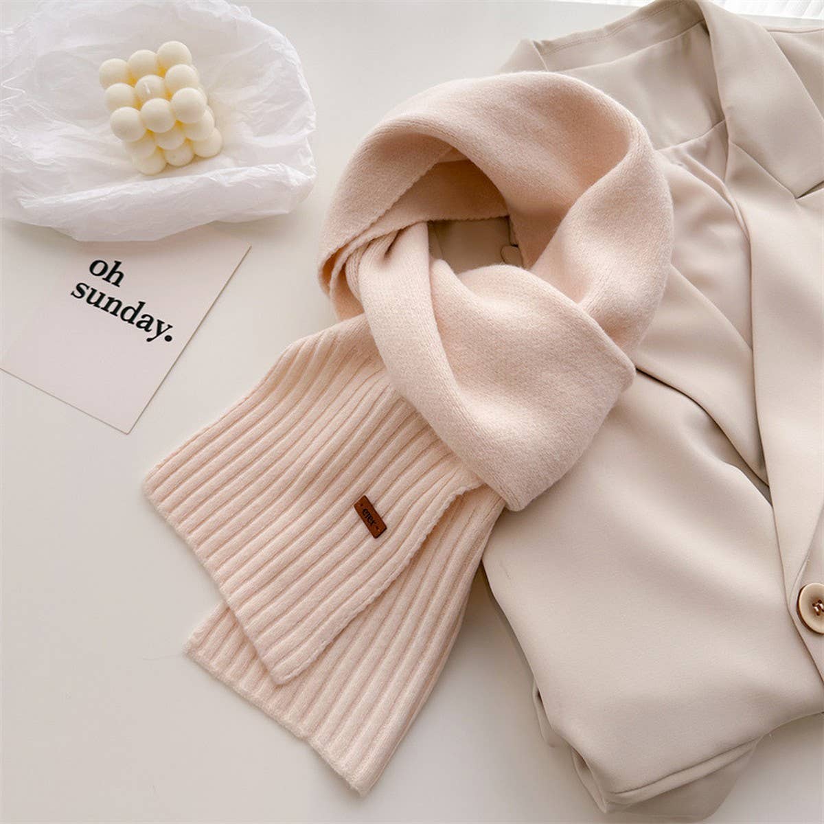 Warm Minimalist Wool Wrap Scarf for Fall Days