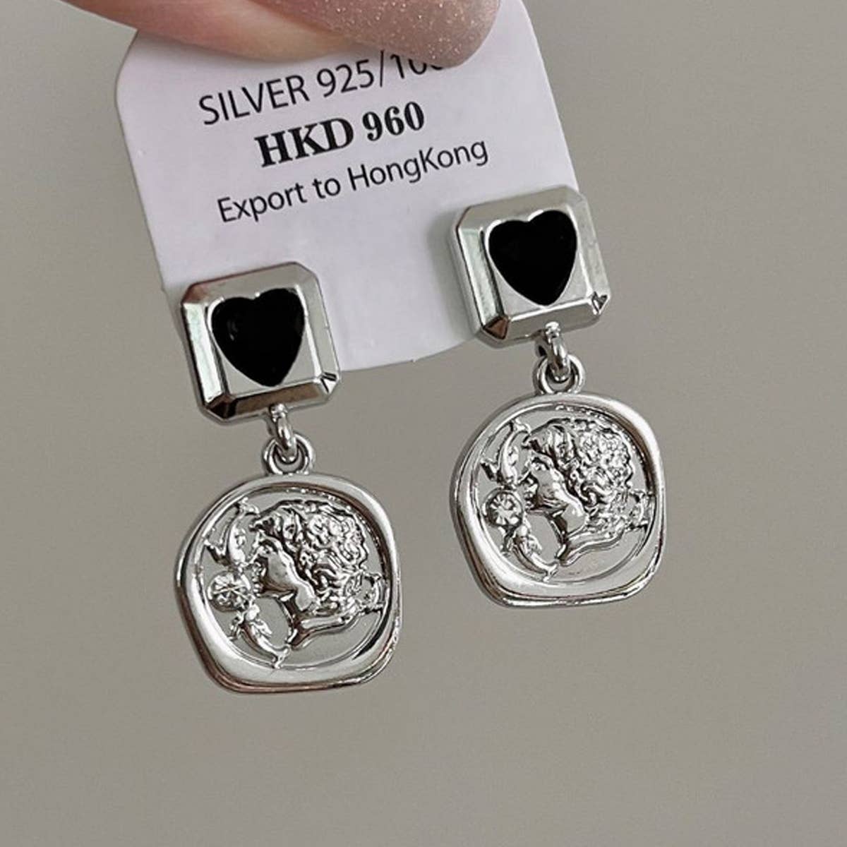 LIGHT LUXURY ZIRCON GEOMETRIC LOVE STUD EARRINGS