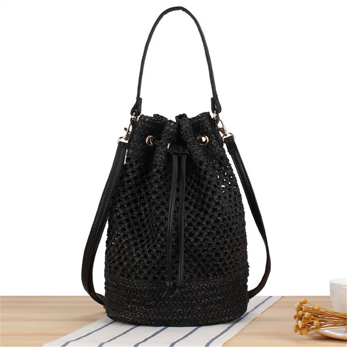 FASHION CROSSBODY BUCKET WOVEN BAG_CWAB2106