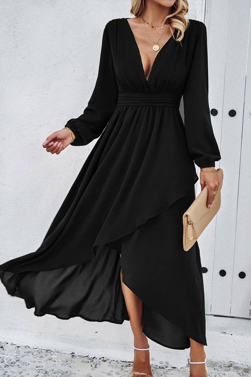 CWDMD4831_SPRING AND AUTUMN SLIM WAIST DRESS WITH SEXY SWING