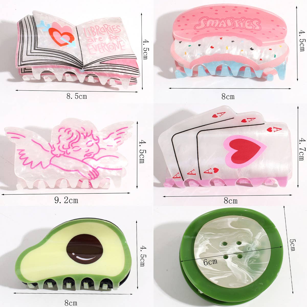 Vintage Acetate Hair Claw - Angel Button Clip