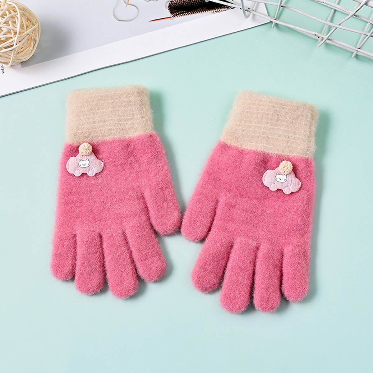 CWAG0284_CARTOON THICK FULL FINGER CHILDREN'S GLOVES