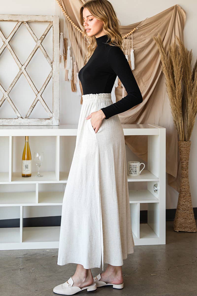 CWBLS132-S_SIDE SLIT DETAILED MAXI LINEN SKIRT