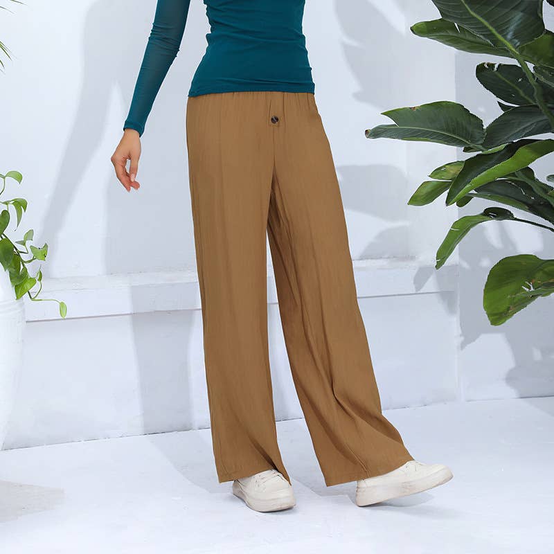 HIGH WAIST SINGLE BREASTED STRAIGHT LEG PANTS