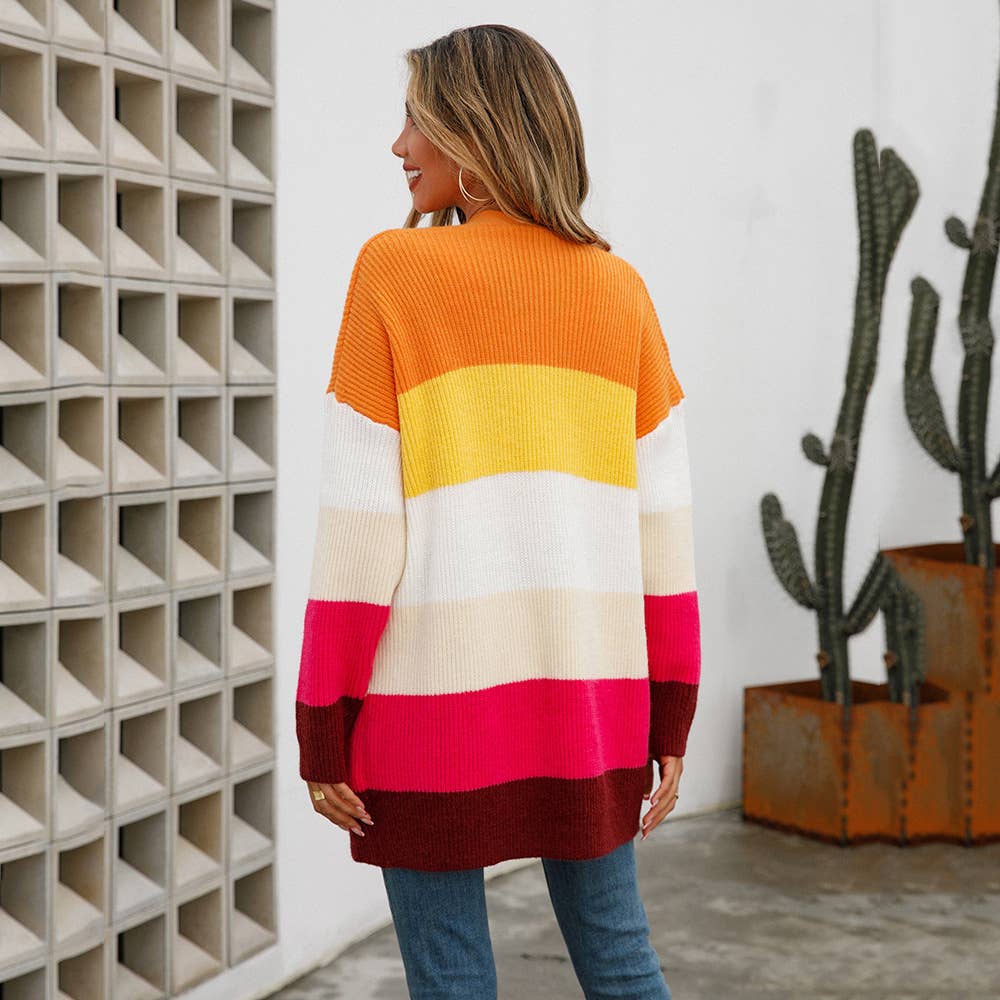 SPLICING COAT LARGE SIZE UNBUTTONED CARDIGAN