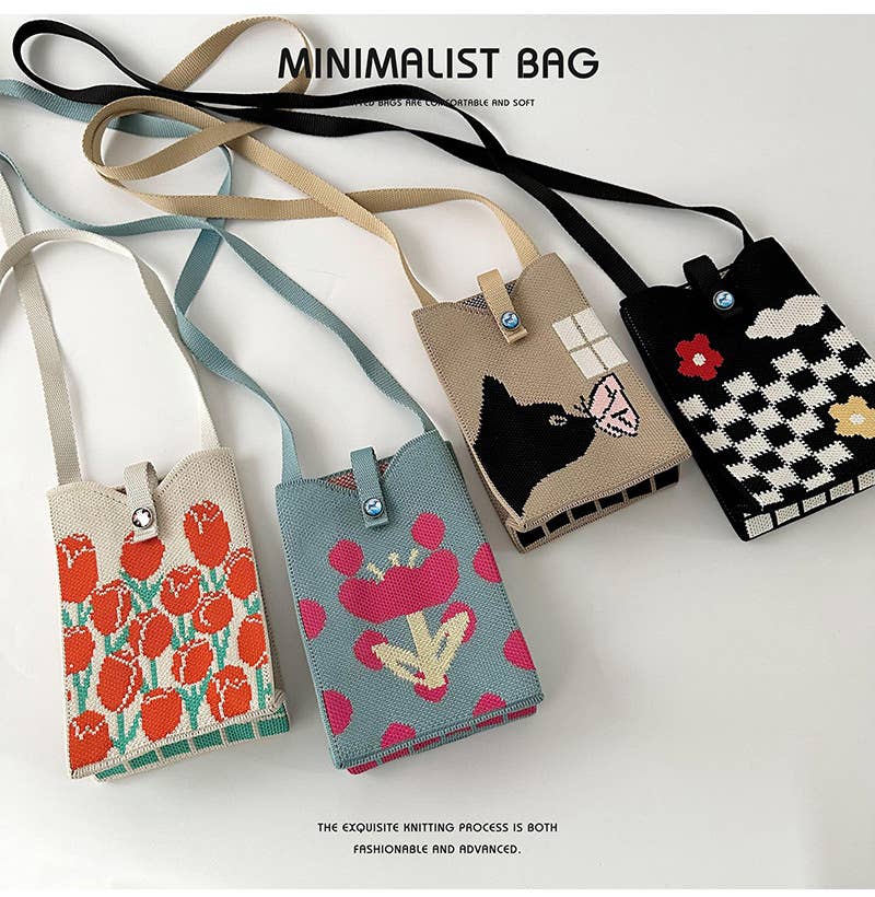 Fashionable single-shoulder knitted crossbody bag