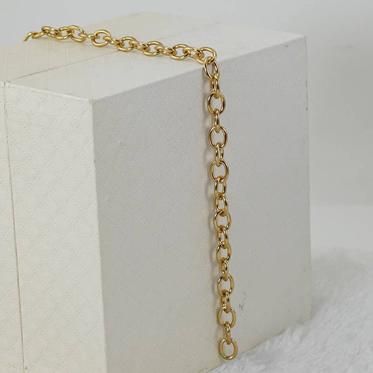 Stainless steel all-match 18K gold O-chain bracelet