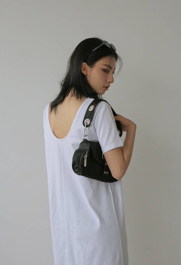 Retro double-button Oxford fabric square bag