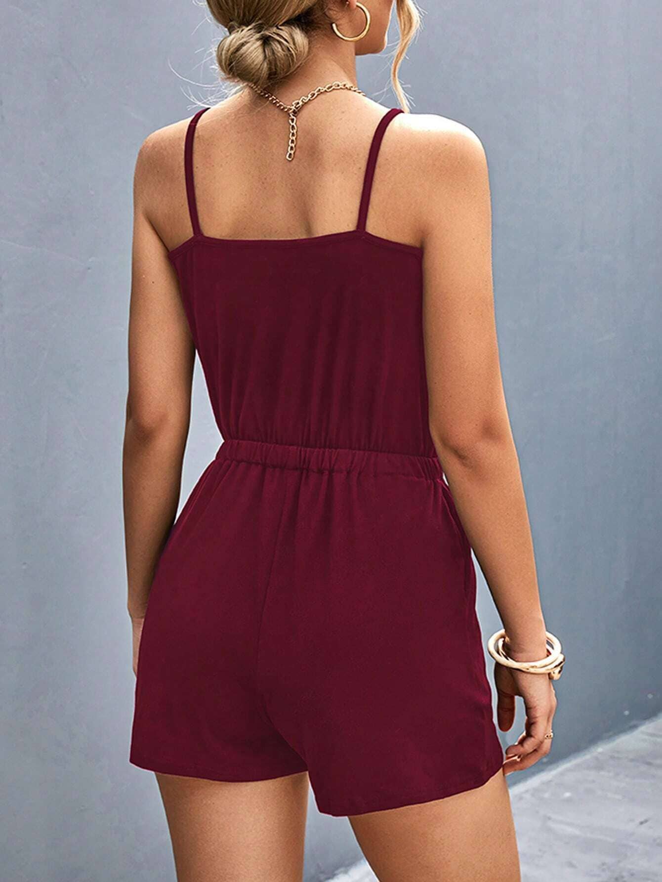 PLEATED PATCHWORK METAL HALTER ROMPER