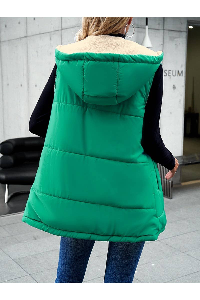 CWOJA0937_Zip Up Jacket Double Sided Warm Cardigan Vest