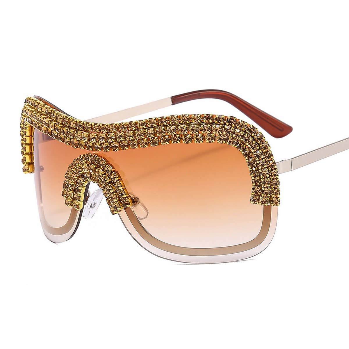 COOL ONE-PIECE METAL-RIM PUNK DIAMOND SUNGLASSES