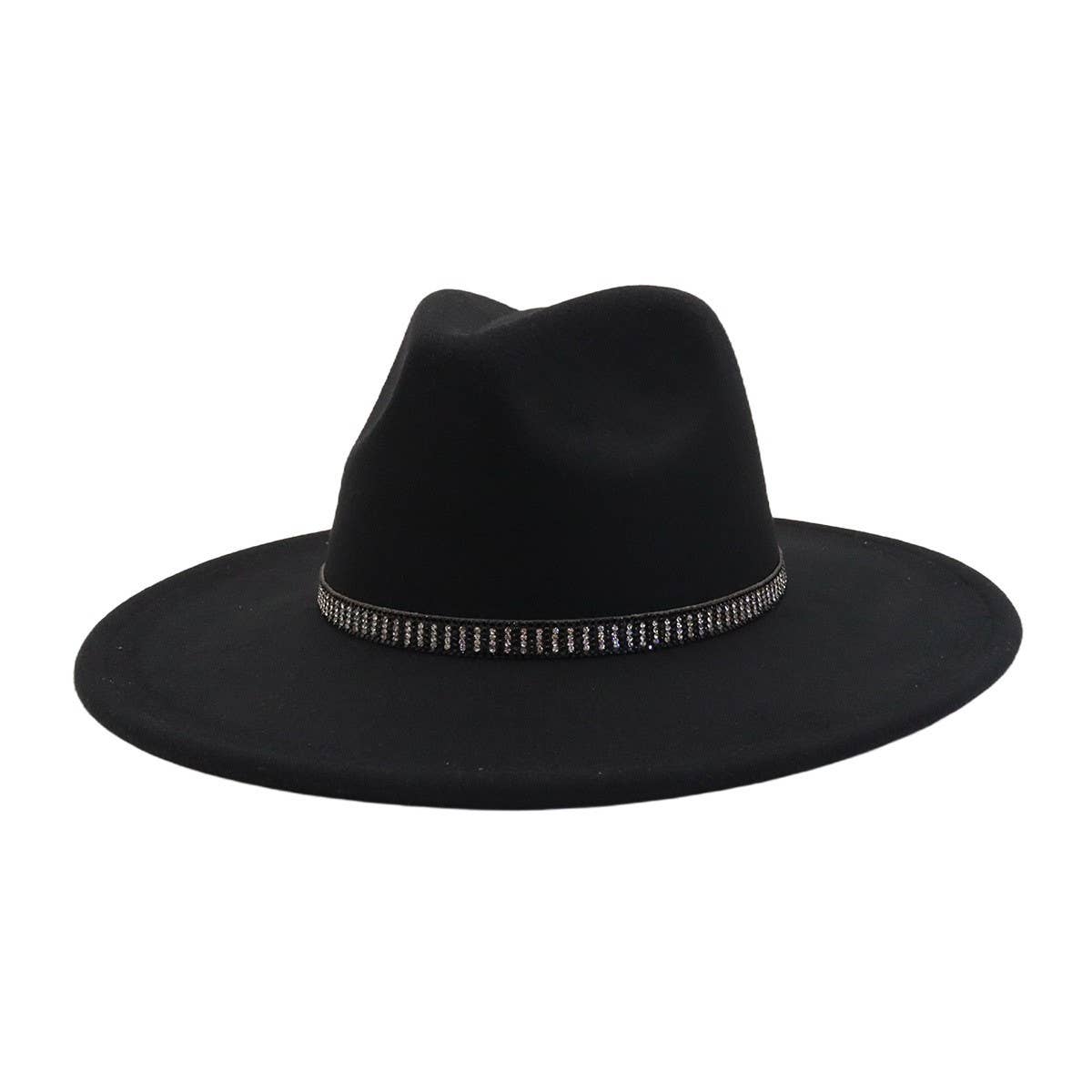 Unisex Wool Fedora Hat Ethnic Flat Brim Style_CWAH04377