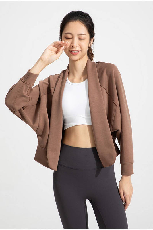 CWOCAL2164_MODAL LONG SLEEVE SHAWL YOGA TOP