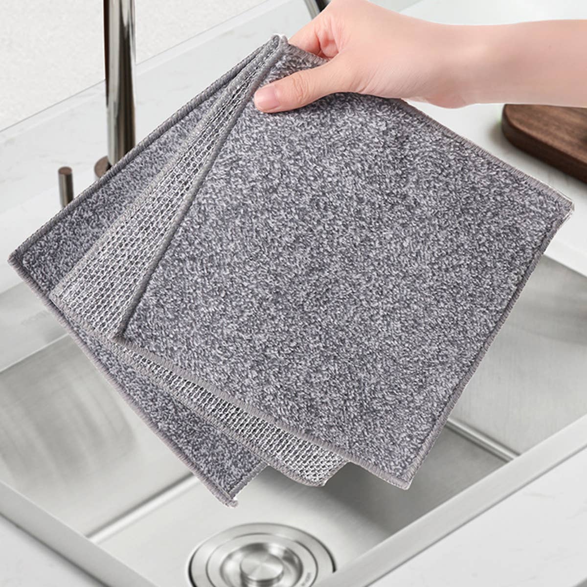 CWMM8408_NON-STICK SILVER STAINLESS STEEL DISHWASHING CLOTH