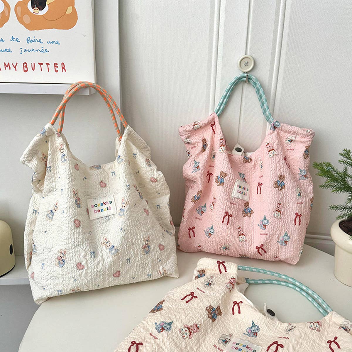 2024 NEW EMBOSSED CUTE SWEET CANVAS BAG_CWAB3080