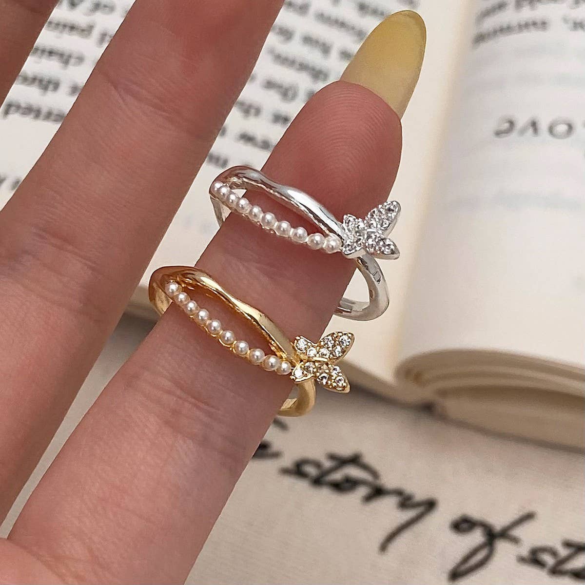TEMPERAMENT SWEET PEARL OPEN RING FOR WOMEN