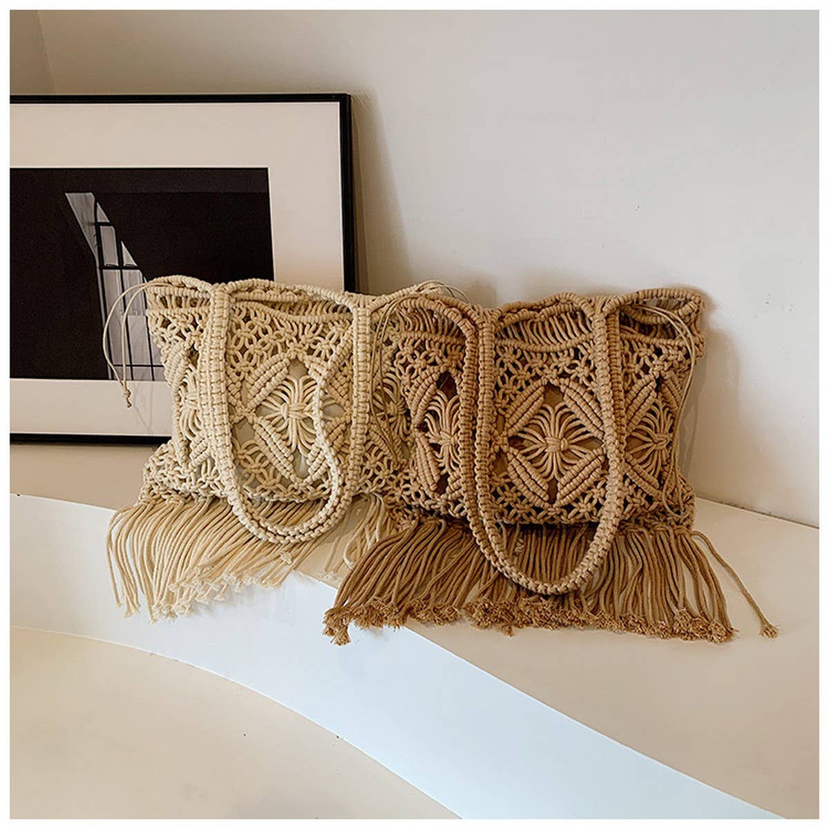 COTTON CROCHET HOLLOW BEACH SHOULDER BAG_CWAB2415