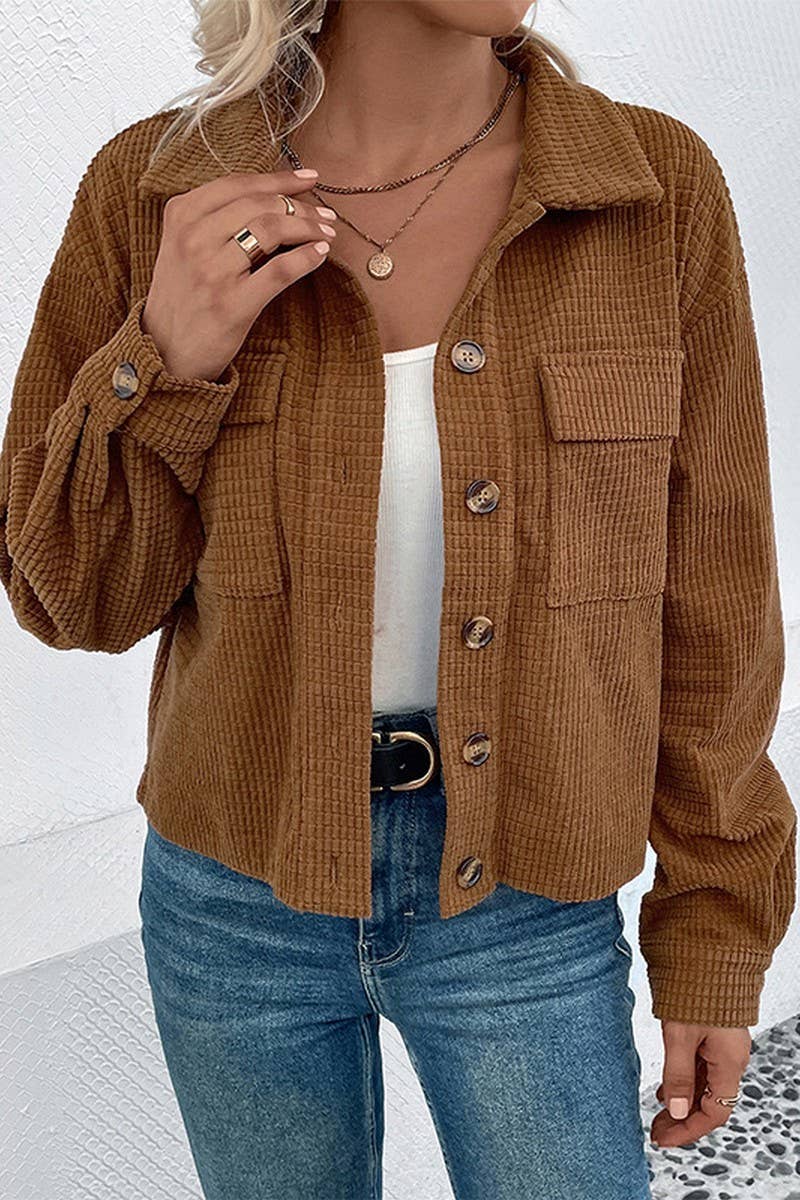 CWOJA0822_CORDUROY POCKET LAPEL JACKET CARDIGAN