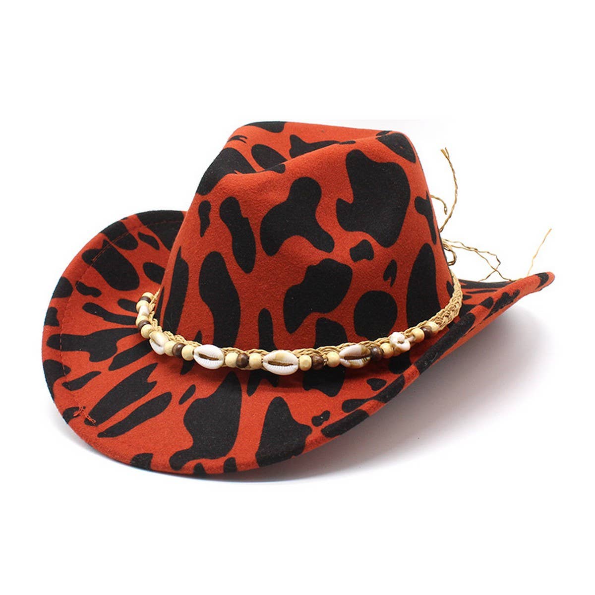 COLORBLOCK COW PATTERN WOOL WIDE BRIM JAZZ HAT_CWAH2550