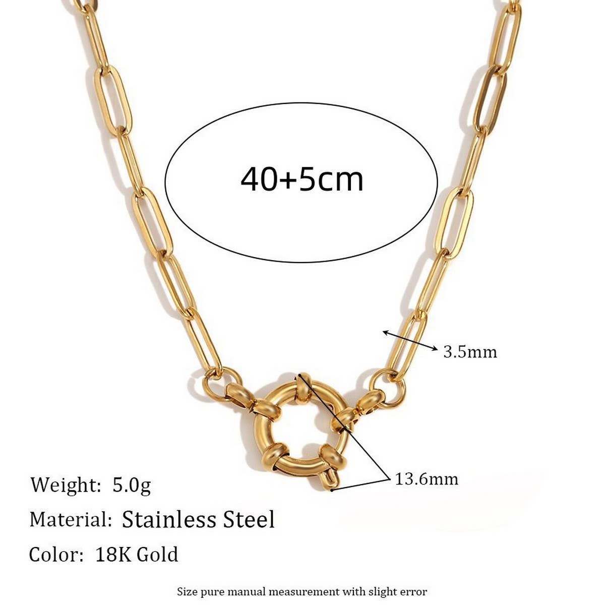 Basic loose chain heart round necklace_CWMM5711
