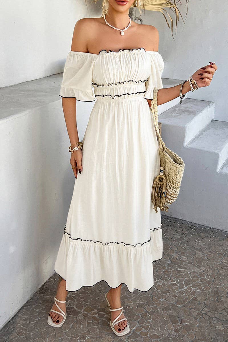 CWDMD5355_SUMMER BOHEMIAN CASUAL HOLIDAY CONTRAST DRESS