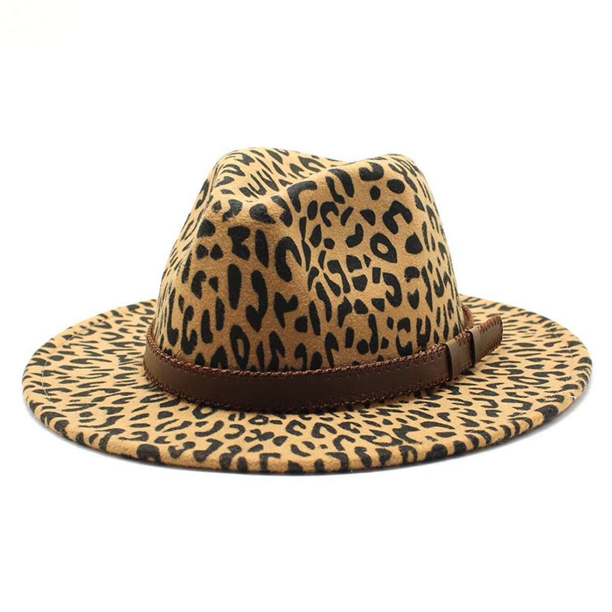 LEOPARD PRINT HAT JAZZ HAT WOOLEN HAT WIDE BRIM HAT_CWAH2582