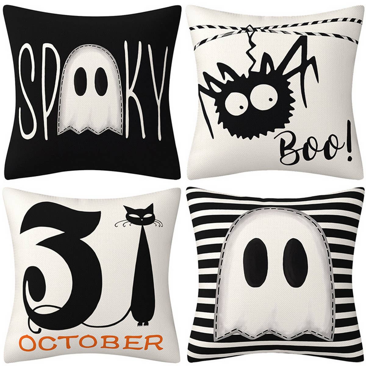 HALLOWEEN BLACK AND WHITE SPIDER PILLOWCASE