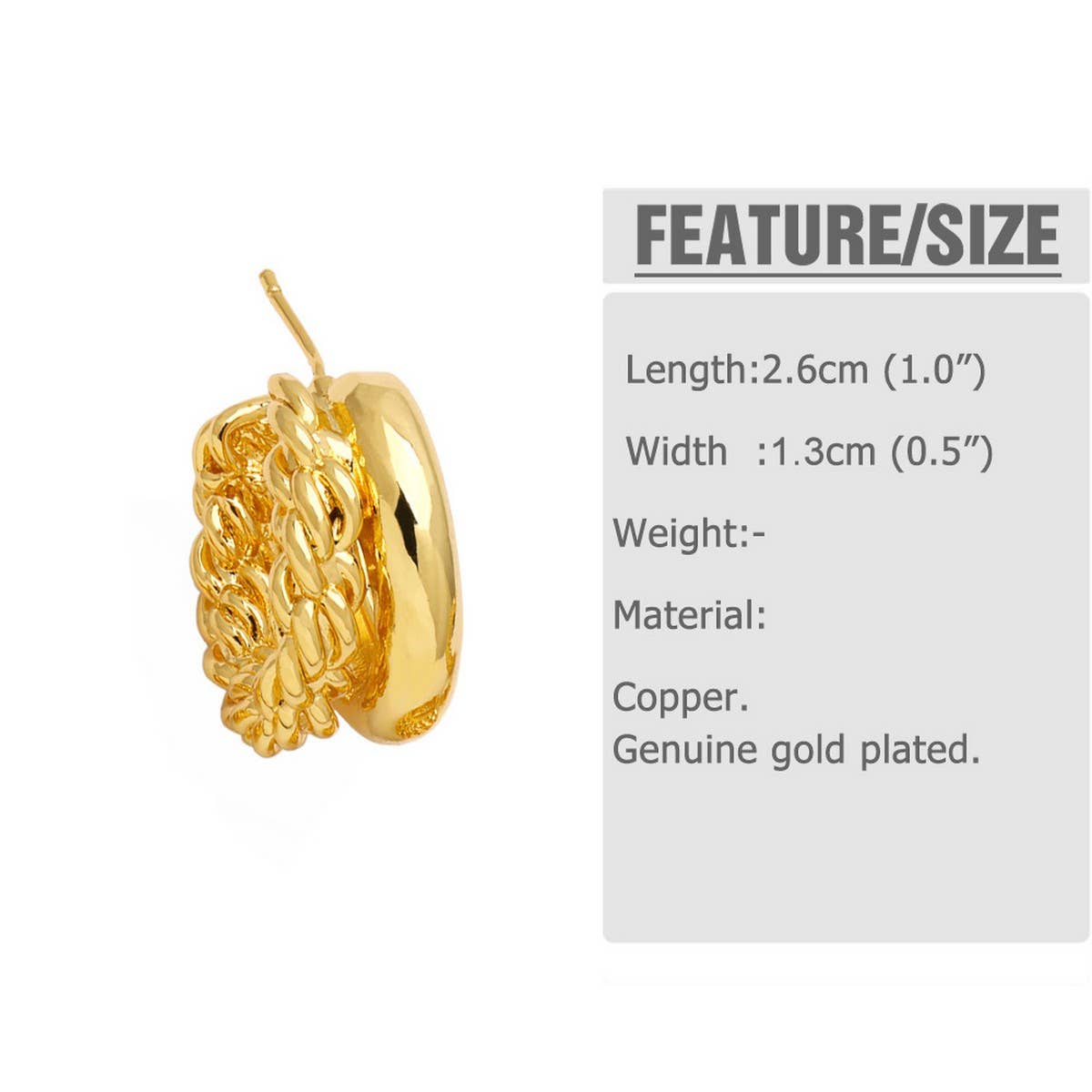 C SHAPED HOLLOW GOLD PLATED EARRINGS_CWAJE1032