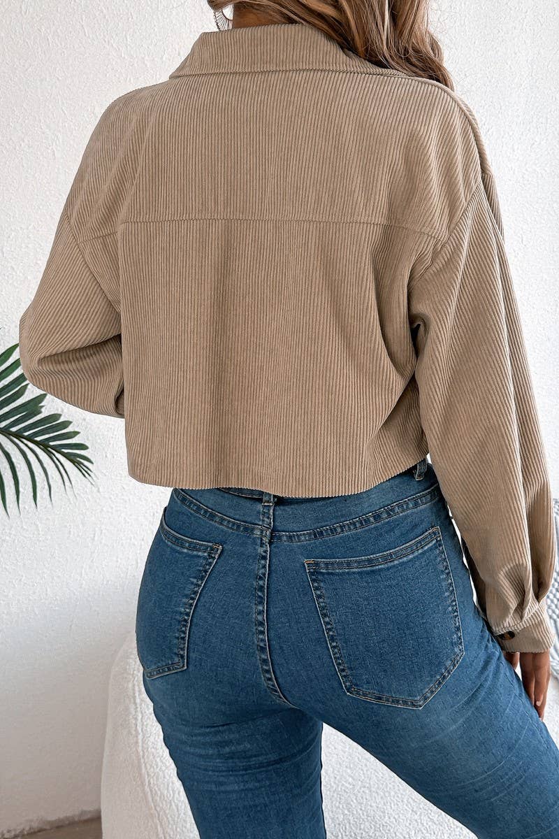 CWOCO1213_CASUAL CORDUROY POCKET CROPPED JACKET
